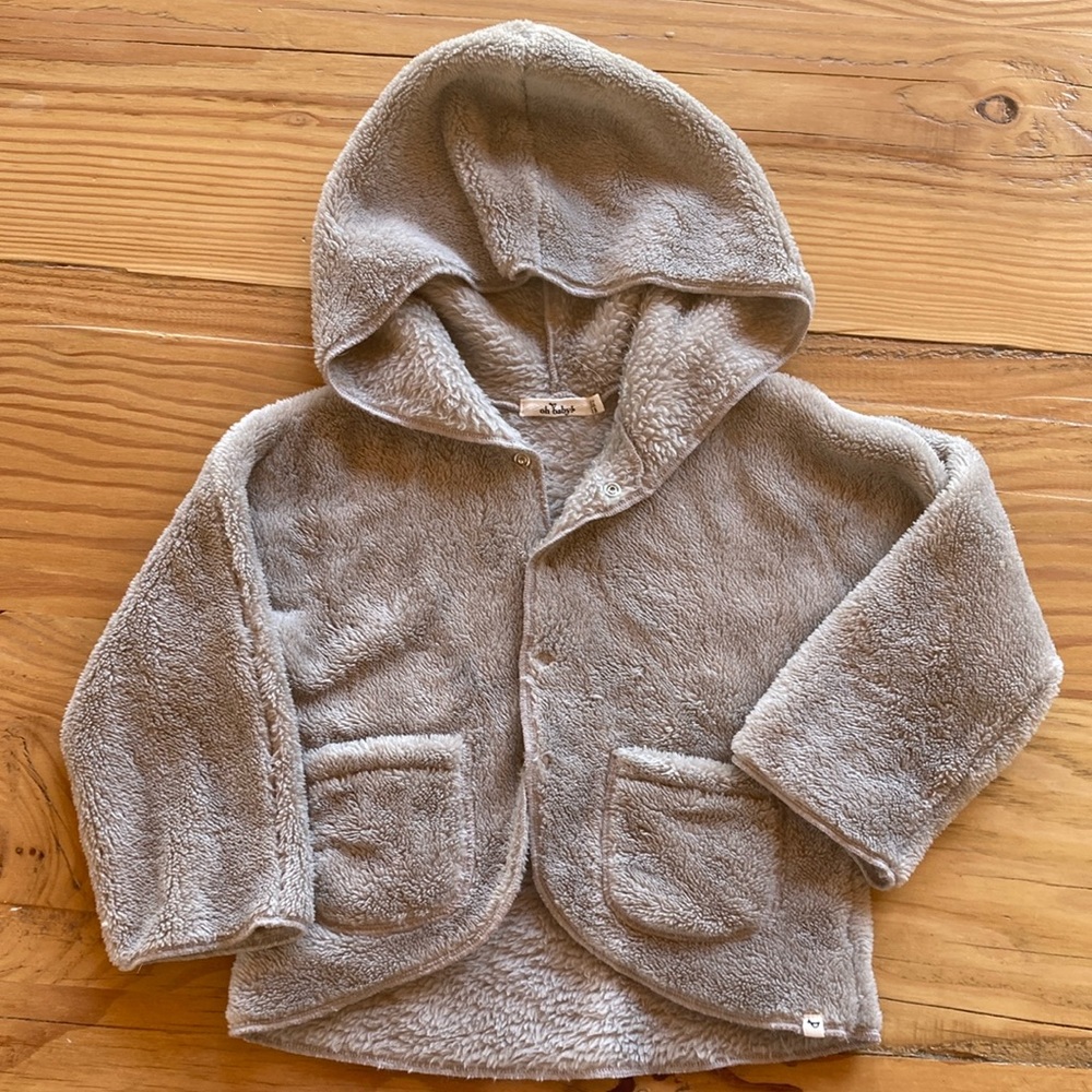 Soft fuzzy kid hooded sweater
